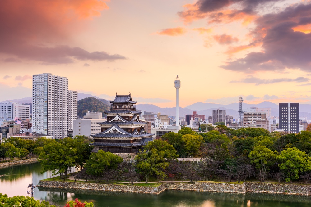 Hiroshima, Japan cityscape at the castle