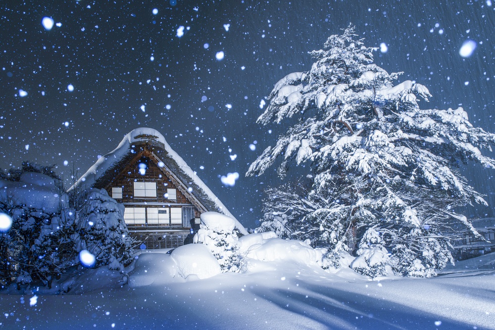 Kanda House of Shirakawago during winter light up festival 2017, Japan