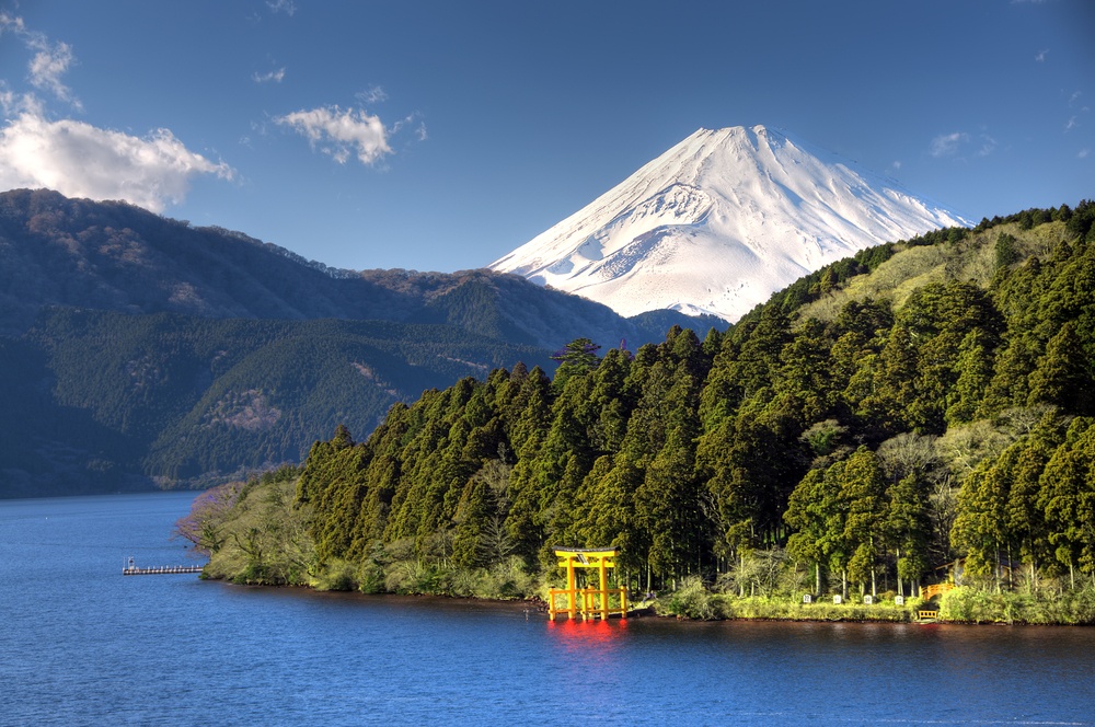 Mount Fuji, Red Torii Gate and Lake Ashinoko, Hakone