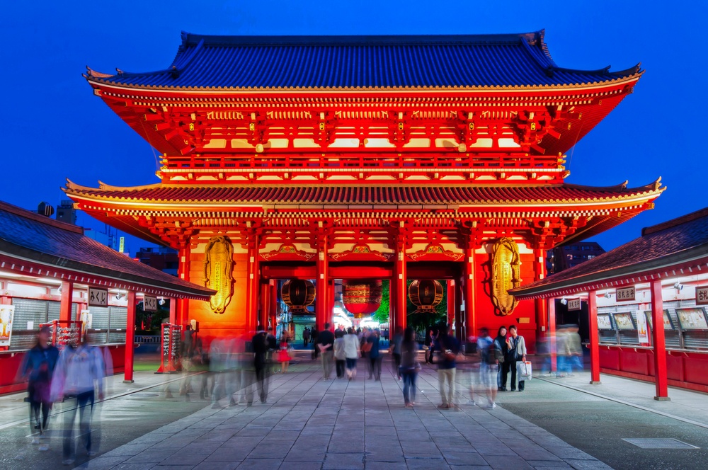 Sensoji-ji Red Japanese Temple in Asakusa, Tokyo, Japan.