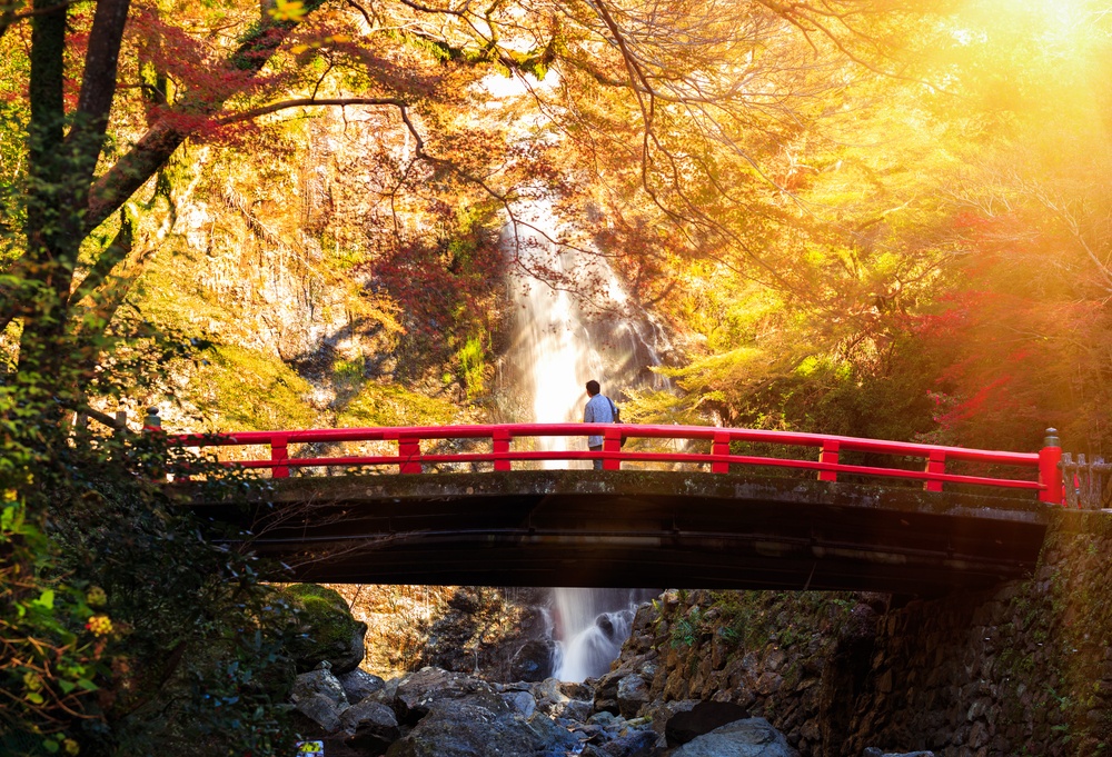 Minoh waterfall in autumn season, Osaka Japan, Beautiful waterfall in osaka japan, Minoh Park